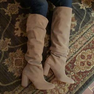 COPY - Cream Suede Up to Knee Boots. Sz 8. Steve Madden